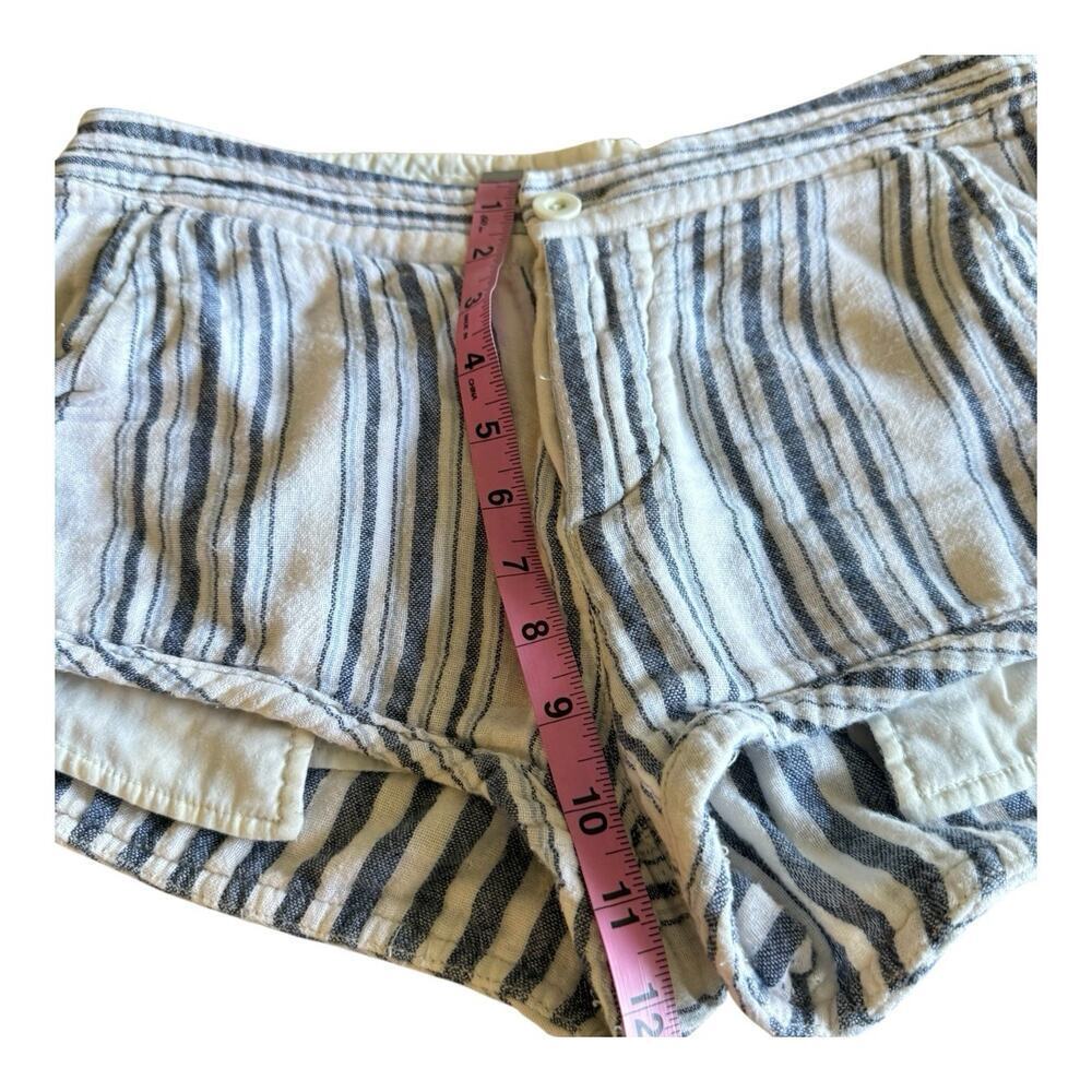 Free People Casual Stripe Short Shorts Coastal Cotton Off-White Blue Women's 4 - Picture 6 of 9